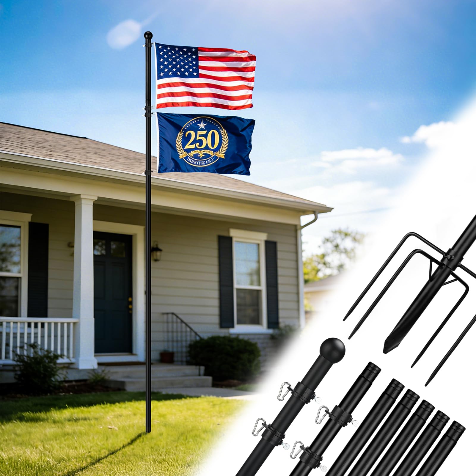 Acostop 10 ft In-Ground Flag Pole