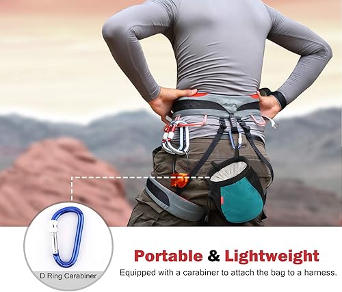 Miniatura 5 de MoKo Rock Climbing Chalk Bag, Bouldering Chalk Pot Bucket with Adjustable Belt & Carabiner Drawstring Climbing Gear