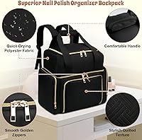 Vista 5 de Bolsa Organizadora de Esmalte de Uñas Soporta Esmalte de Uñas (15ml/0.5 fl oz) y Lámpara de Uñas, Estuche de Almacenamiento de Kit de Uñas de Cuero