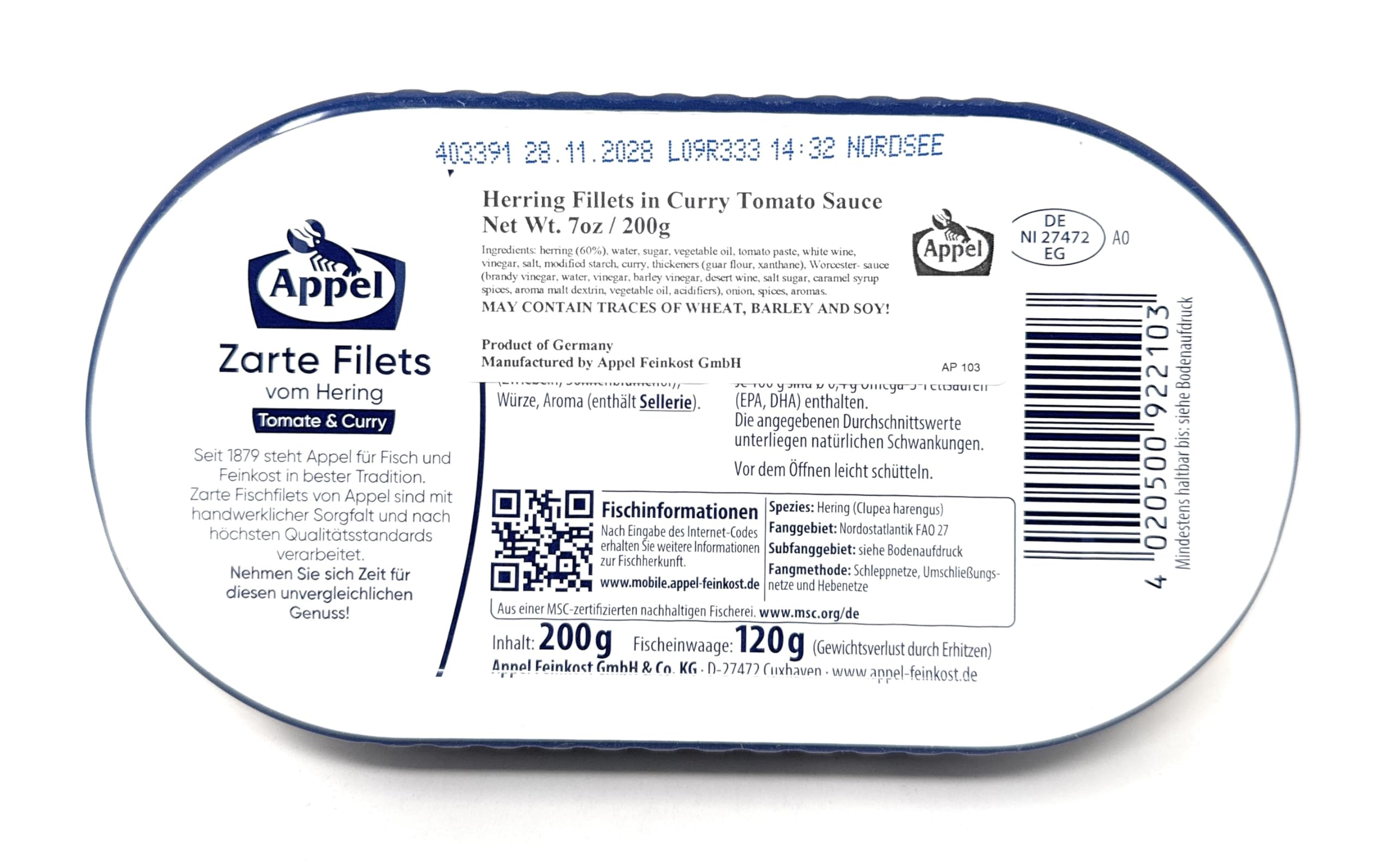 Appel Herring Fillets in Tomato & Curry Sauce-200g
