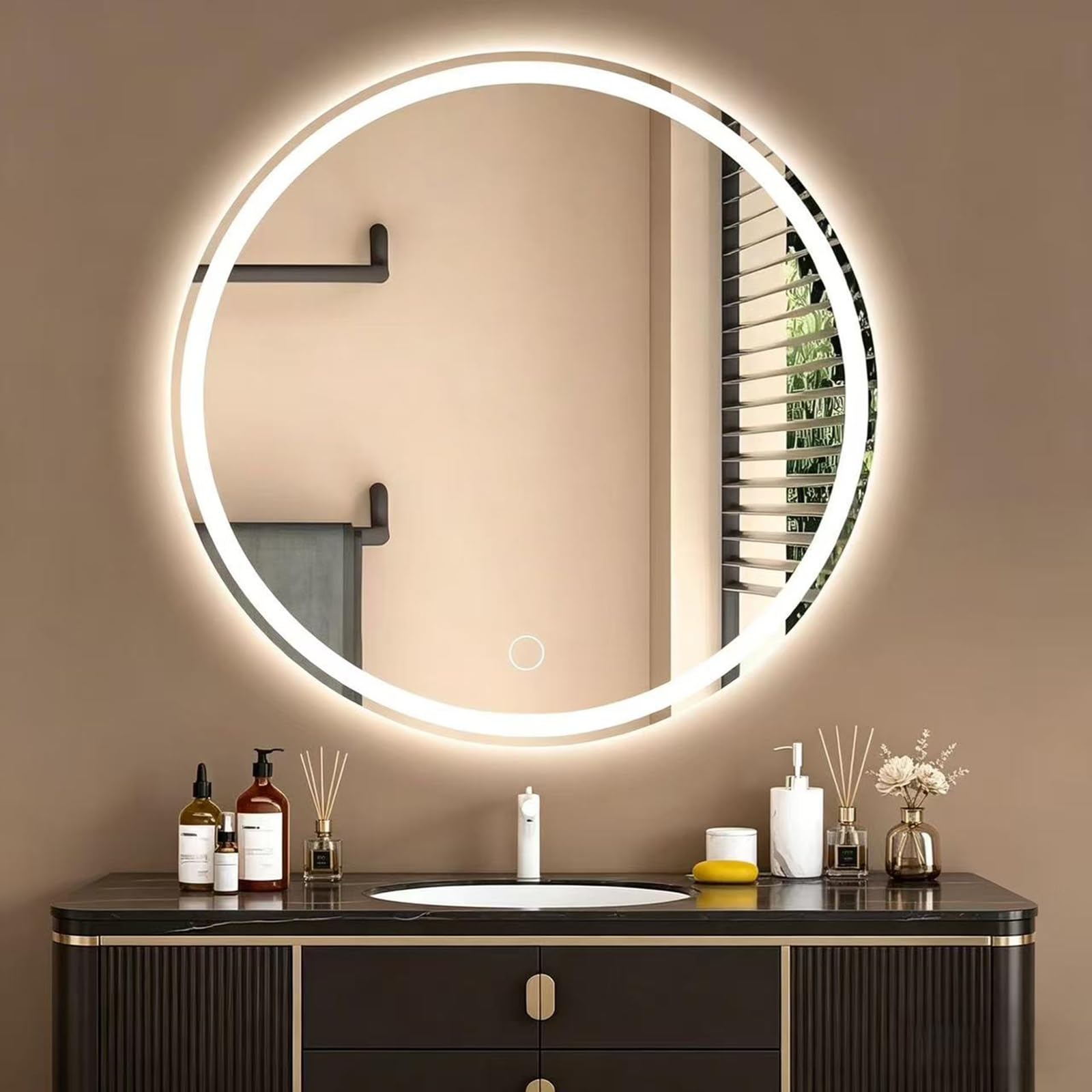 Gr8 Home Round Led Bathroom Mirror 60Cm Anti Fog Light