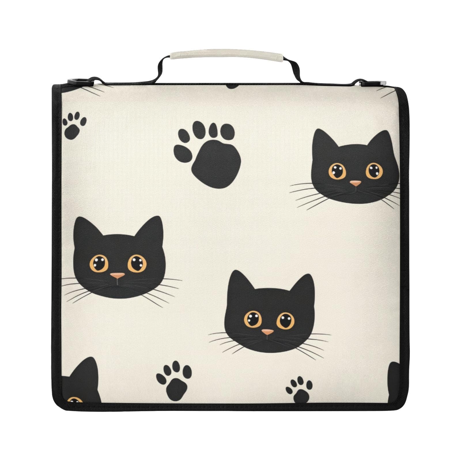 Ringbuchtasche mit 3 Ringen, mit Reißverschluss, Katzenpfoten-Design