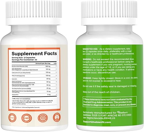 Miniatura 2 de Suplemento NAD, NAD nicotinamida ribósido para hombres y mujeres, con resveratrol, fisetina, CoQ10, trimetilglicina y más, para antienvejecimiento,