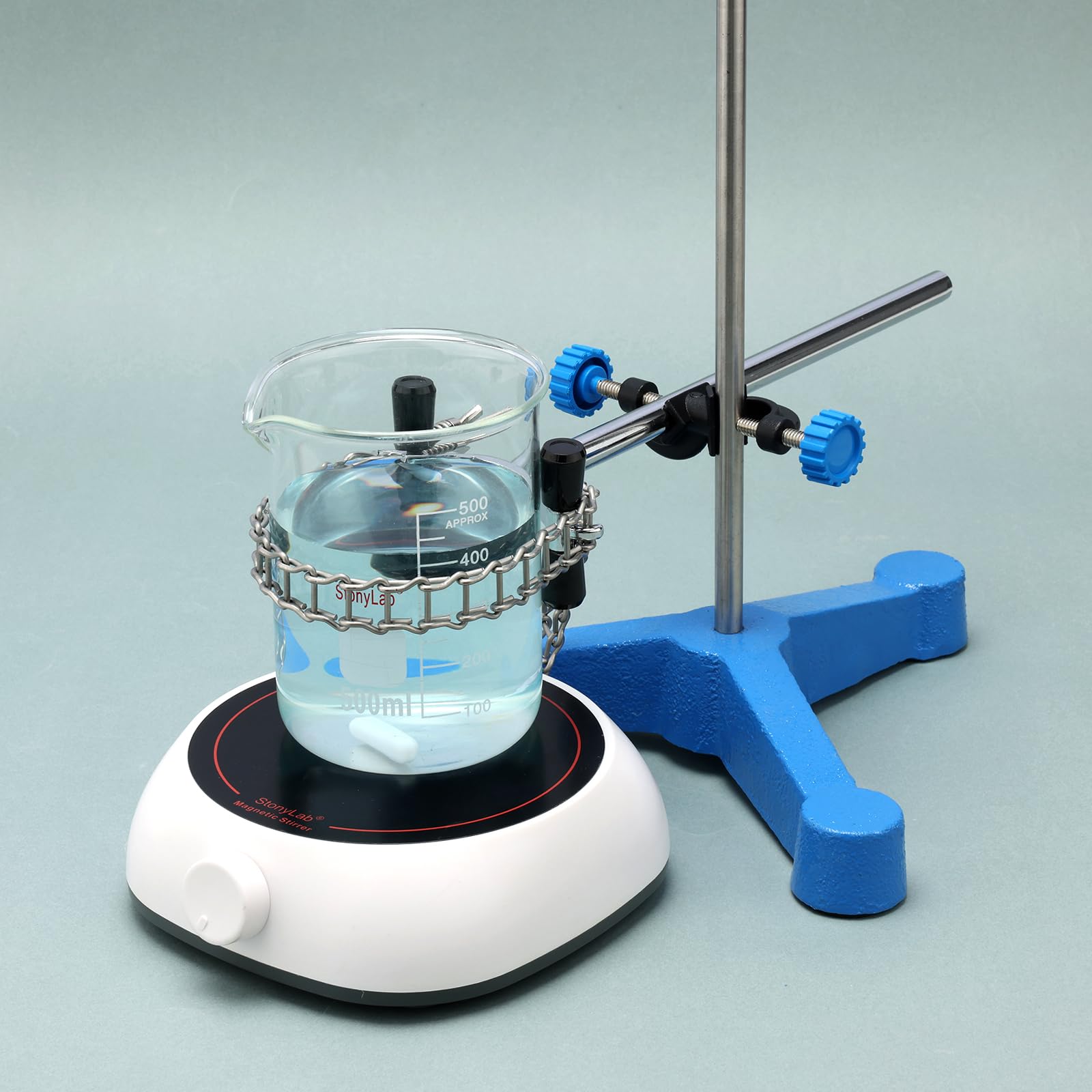stonylab Pince à Chaîne et Support de Pince, Accessoire Réglable de Laboratoire, Support en Alliage d’Aluminium pour Verrerie, Béchers et Entonnoirs, Convient pour 40-145 mm de Diamètre