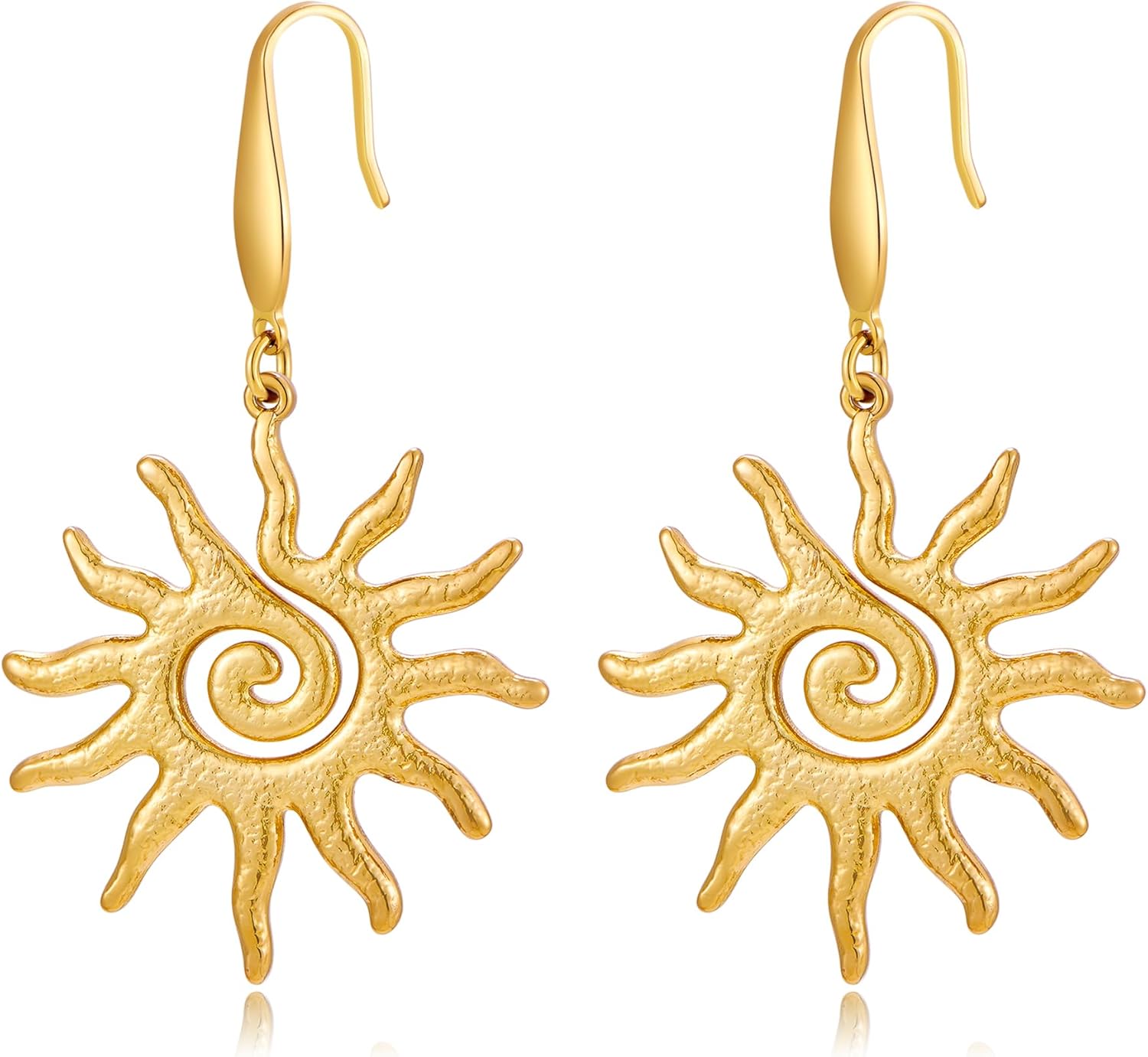 Gold/Silver Sun Dangle Earrings for Women Trendy Round Earrings Statement Earrings Vintage Boho Earrings