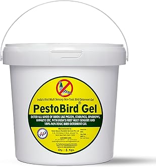 PestoBird Bird Control Gel-5 Kg | Industrial Grade Bird Repellent Gel For Pigeons | Transparent, Eco-Friendly | No Smell, Long Lasting Protection from Pigeon and Birds | bird repellent for balcony