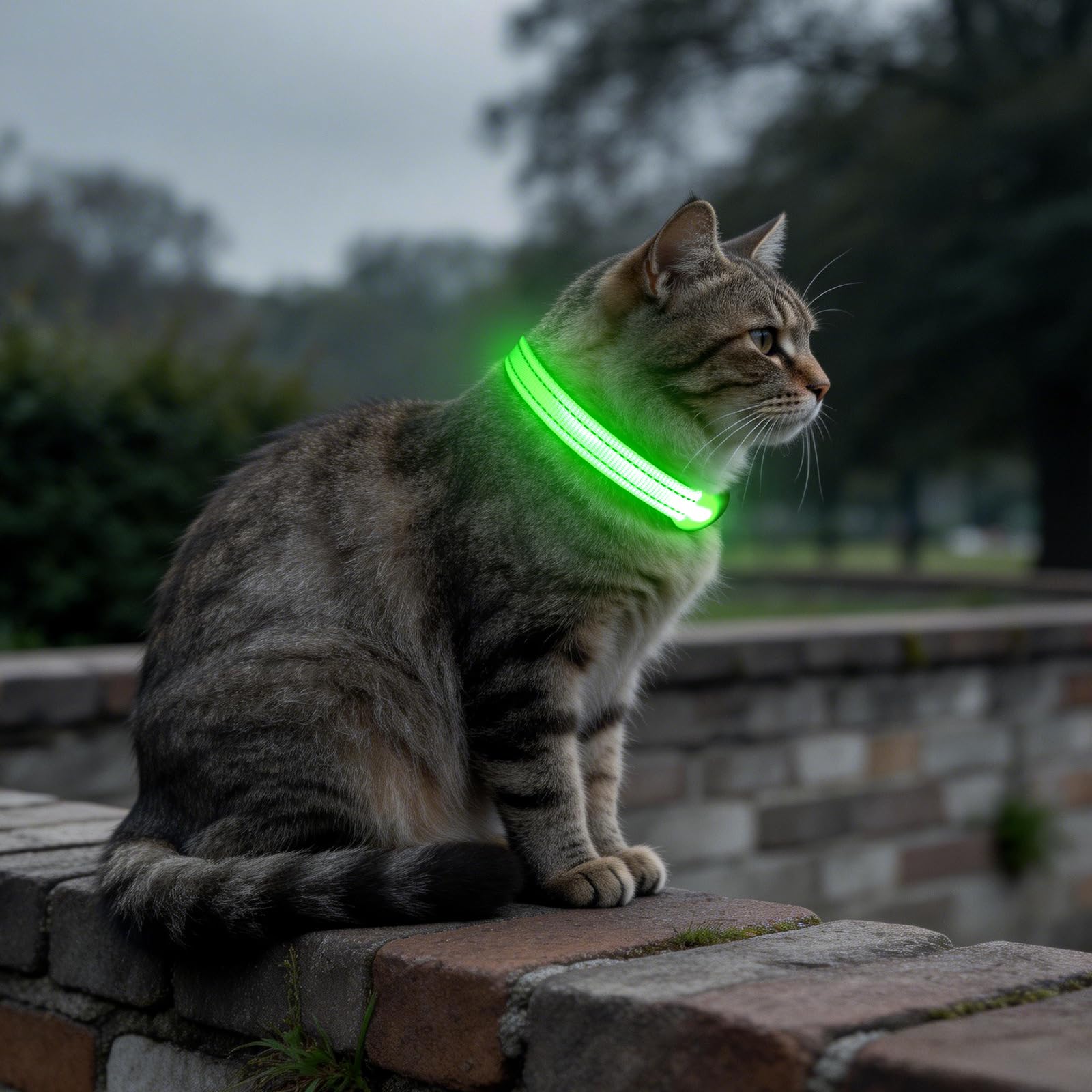 Clan_X cane collare, USB ricaricabile illuminazione LED per cani, Glow in Dark, riflettente collari Keep your Pets visibile & Safe, XS (8.5-11.8inch/21.5-29.9cm), Verde fluorescente