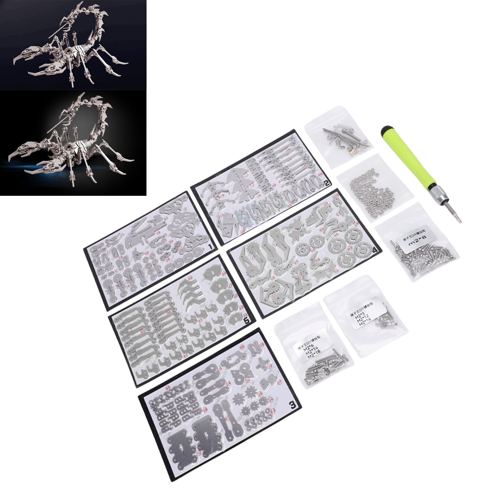 Generic Zestaw Modeli Metalowych 3D do Budowy Szczegółowych Klocków Mechanicznych dla Dzieci i Dorosłych Bezpieczny materiał Metaliczny 18x17x11cm (SILVER)