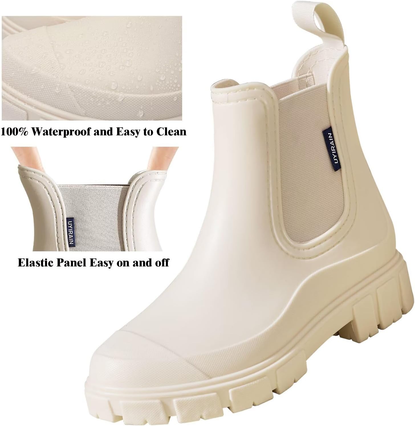 Short Rain Boots Women Waterproof Ankle Rainboots Fashion Chelsea Boots Non-Slip Garden Shoes for Outdoor Work Booties - Image 4