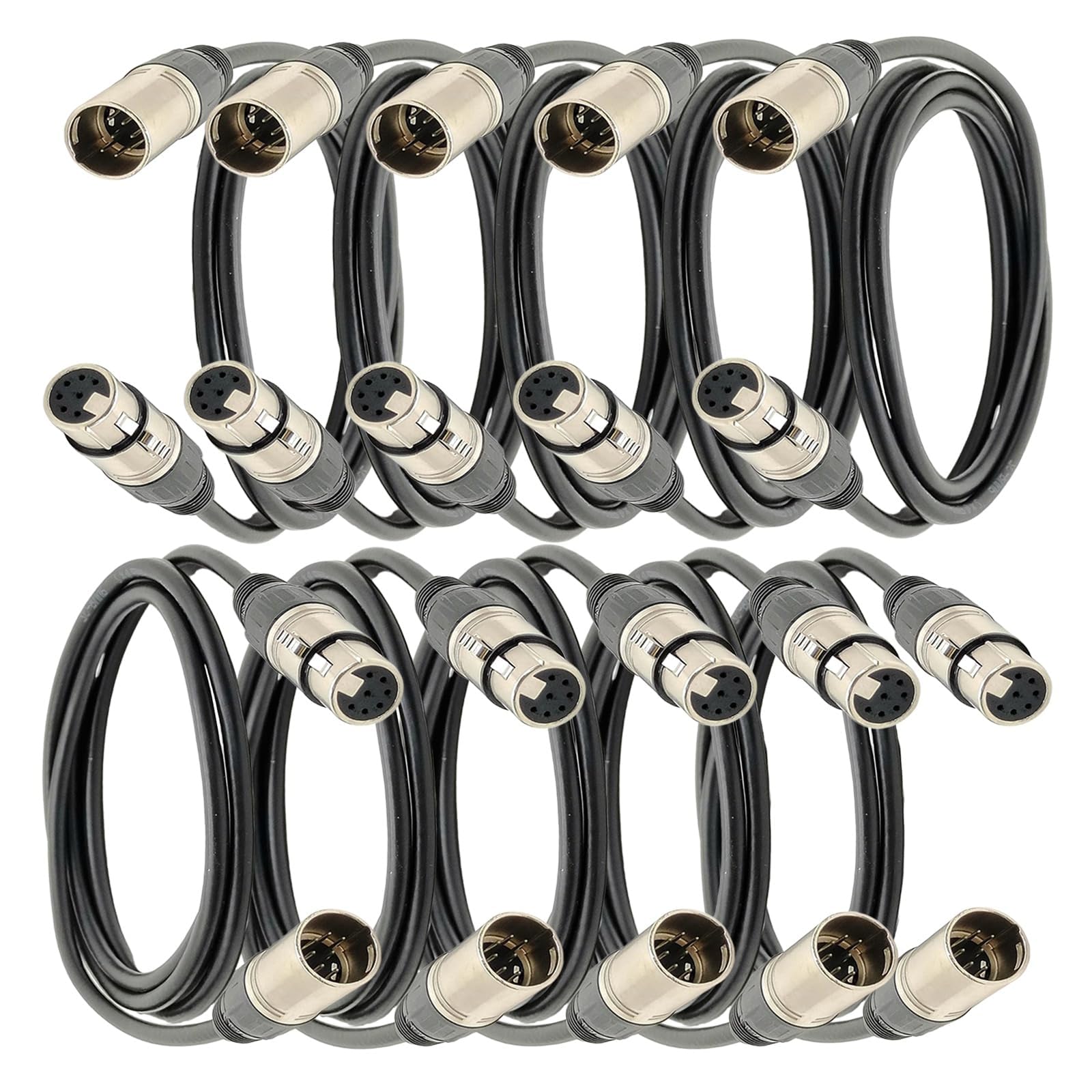 10 sztuk 7-pinowego kabla mikrofonowego XLR, złącze XLR, zbalansowany męski na żeński kabel audio do mikrofonu i interfejsu audio (5 metrów)