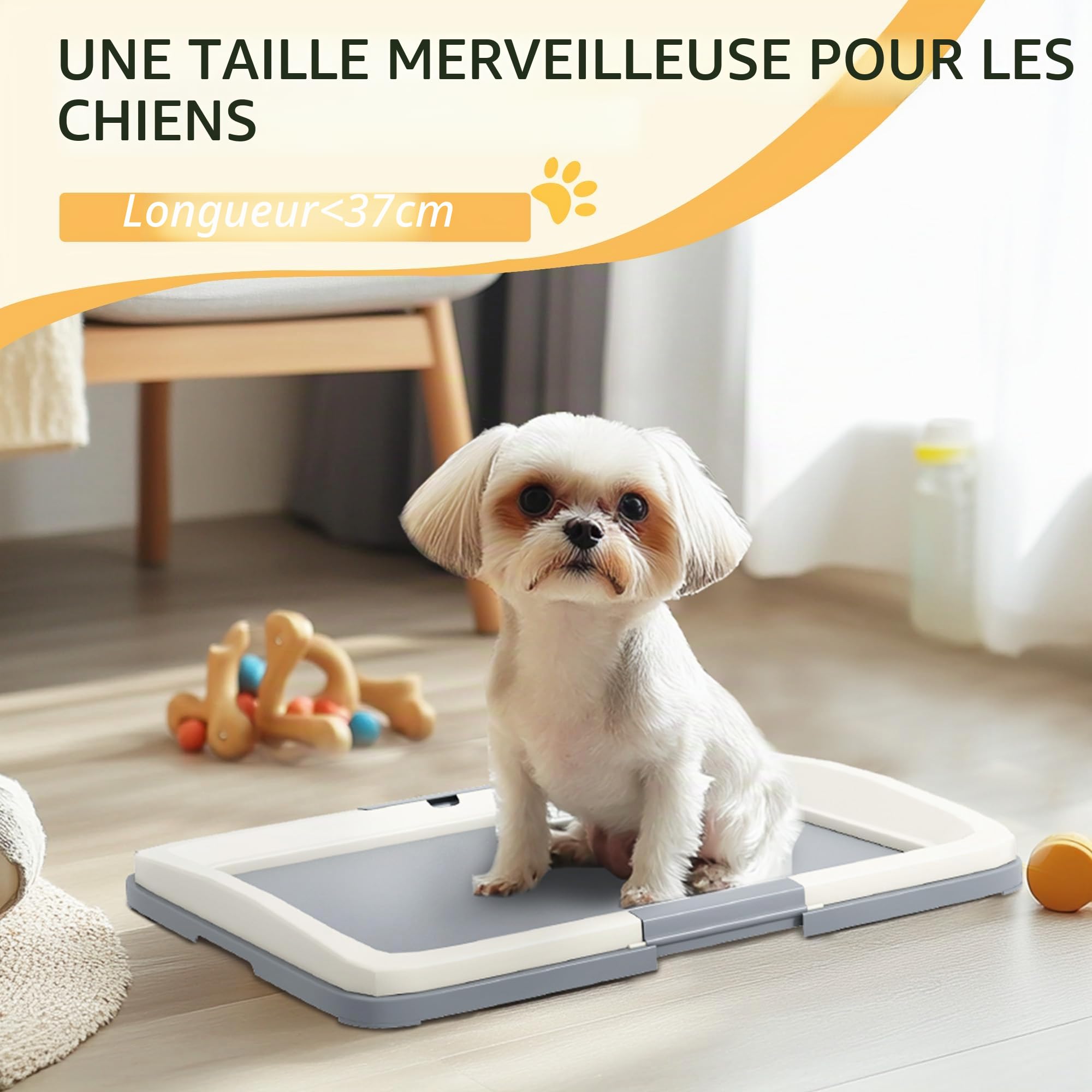 PawHut Litière pour chiens avec plateau pour dressage de chiots en extérieur et intérieur 63 x 48,5 x 6 cm Gris