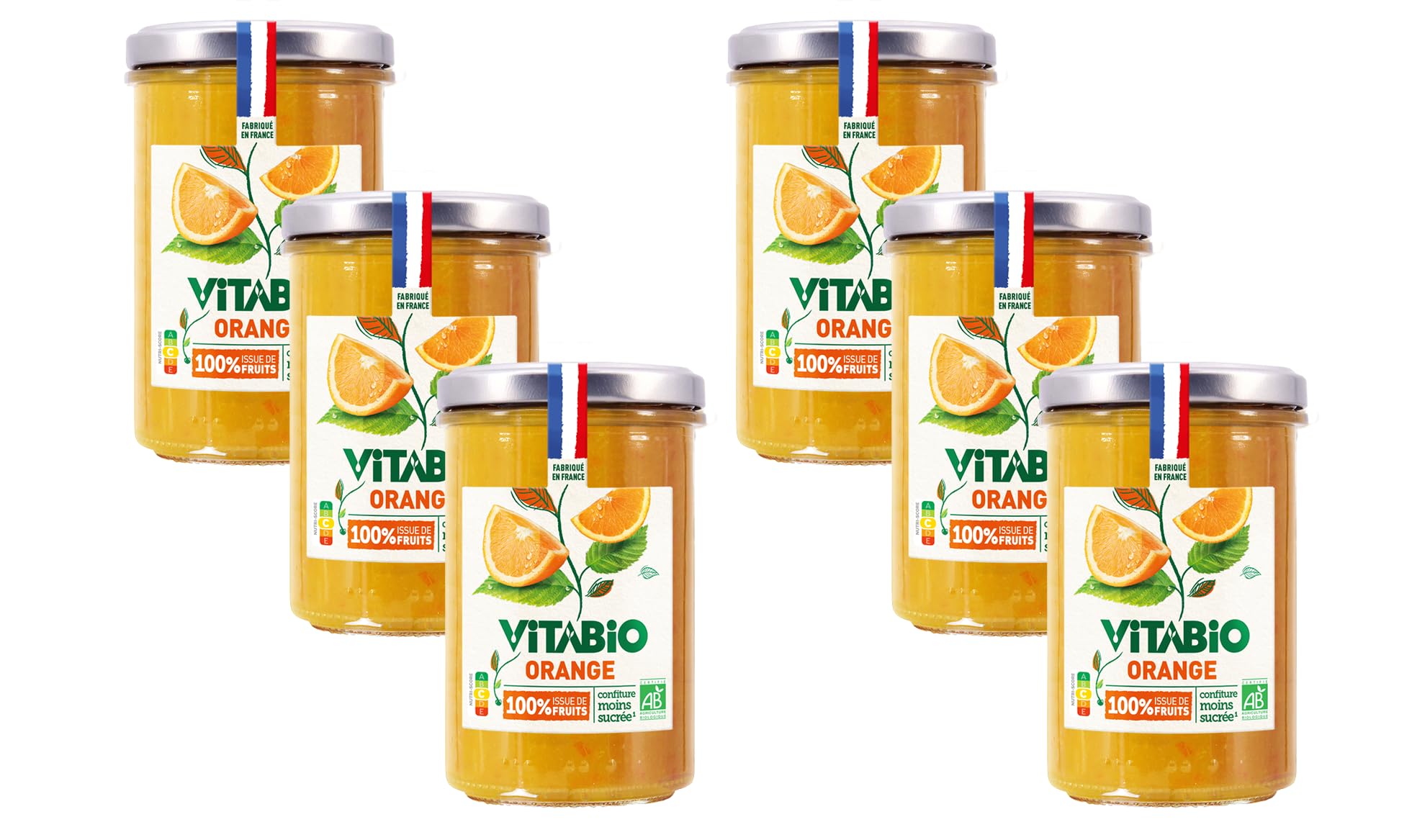 VITABIO - Confiture d'Orange 100% issue de fruits - BIO - Lot de 6-6x275g