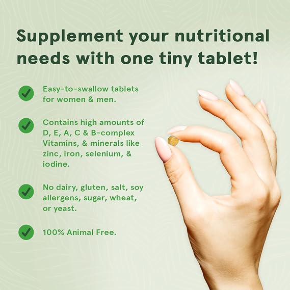 DEVA Tiny Tablets Vegan Multivitamin for Women & Men 2-Pack with Iron, Vitamin C, E, B Complex Vitamins, Zinc, 90 Tablets Each