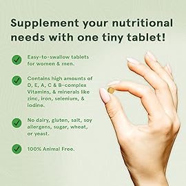 DEVA Tiny Tablets Vegan Multivitamin for Women & Men 2-Pack with Iron, Vitamin C, E, B Complex Vitamins, Zinc, 90 Tablets Each
