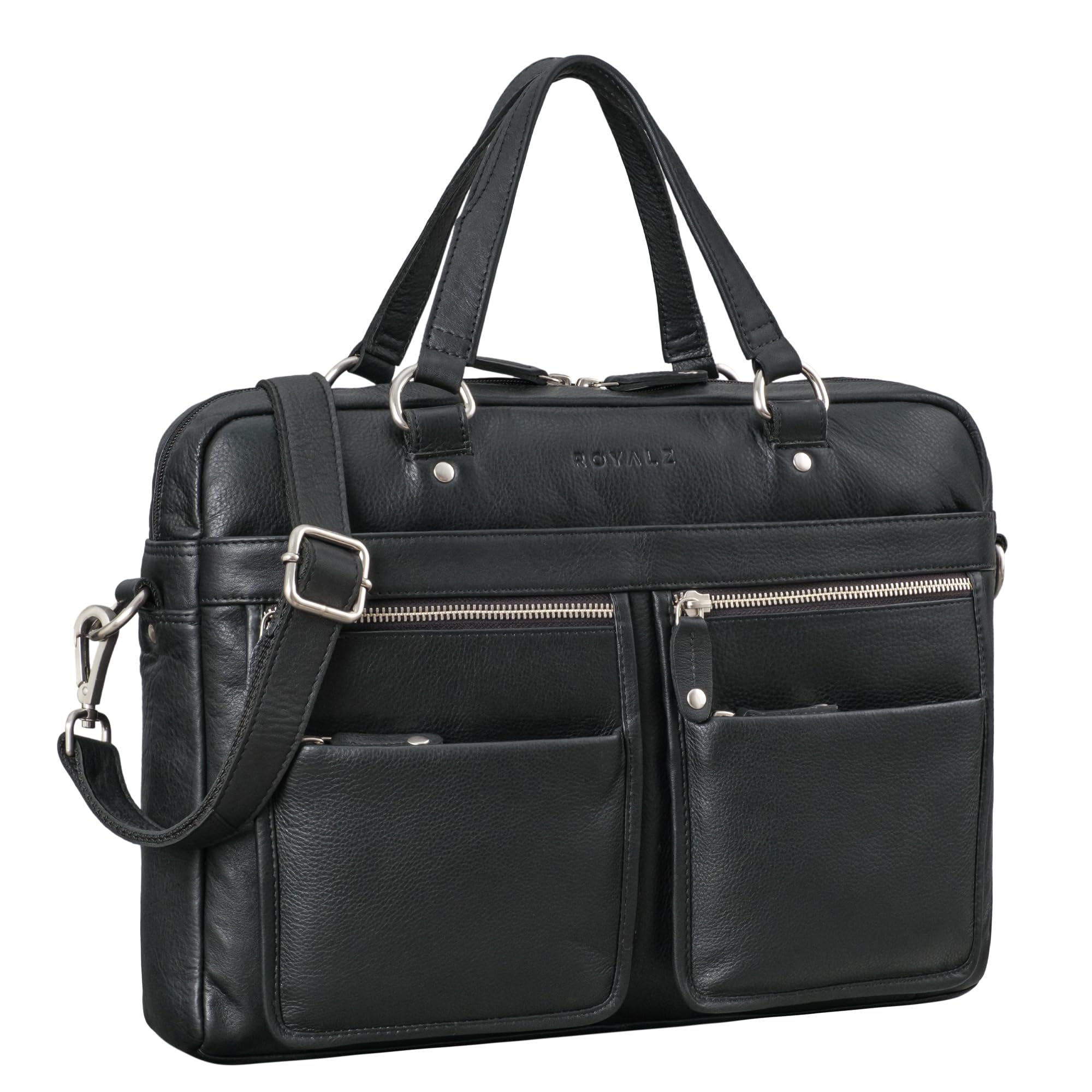 ROYALZ borsa per laptop in pelle uomo a tracolla San Francisco borsa per notebook da 14 pollici borsa business borsa messenger vintage