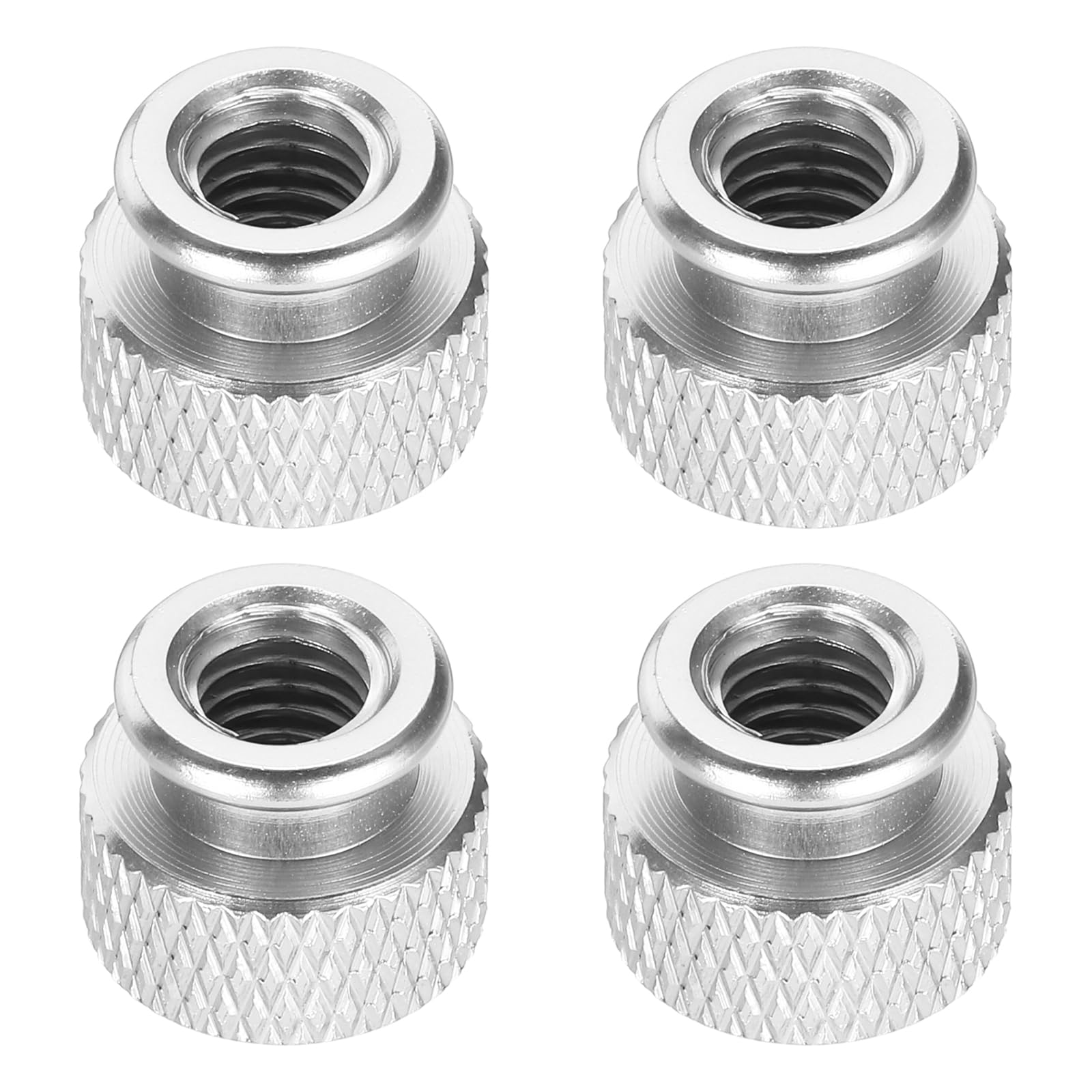 sourcing map 4pcs Knurled Thumb Nut, M6 12mm OD 10mm Height 6061 Anodized Aluminium Alloy Hand Screw Nut, Metal Chassis Screw for Machinery, DIY Assembly, Electronics, Bright Silver
