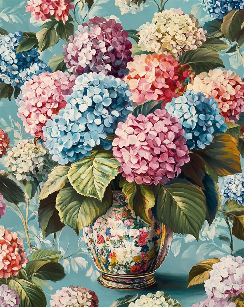 Hdfvlfdsa 11Ct Pre Printed Cross Stitch Kits Hydrangea Pattern In A Vase（16×20Inch For Adults Beginners, Diy Stamped Advanced Embroidery Sewing Starter Kit Needlework Set