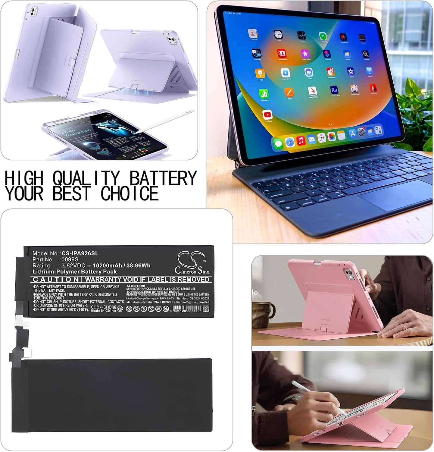 Battery for A2925, A2926, A3007, iPad Pro 13 2024, iPad Pro 13 M4 WiFi PN: 0099S, 661-43535 10200/38.96Wh