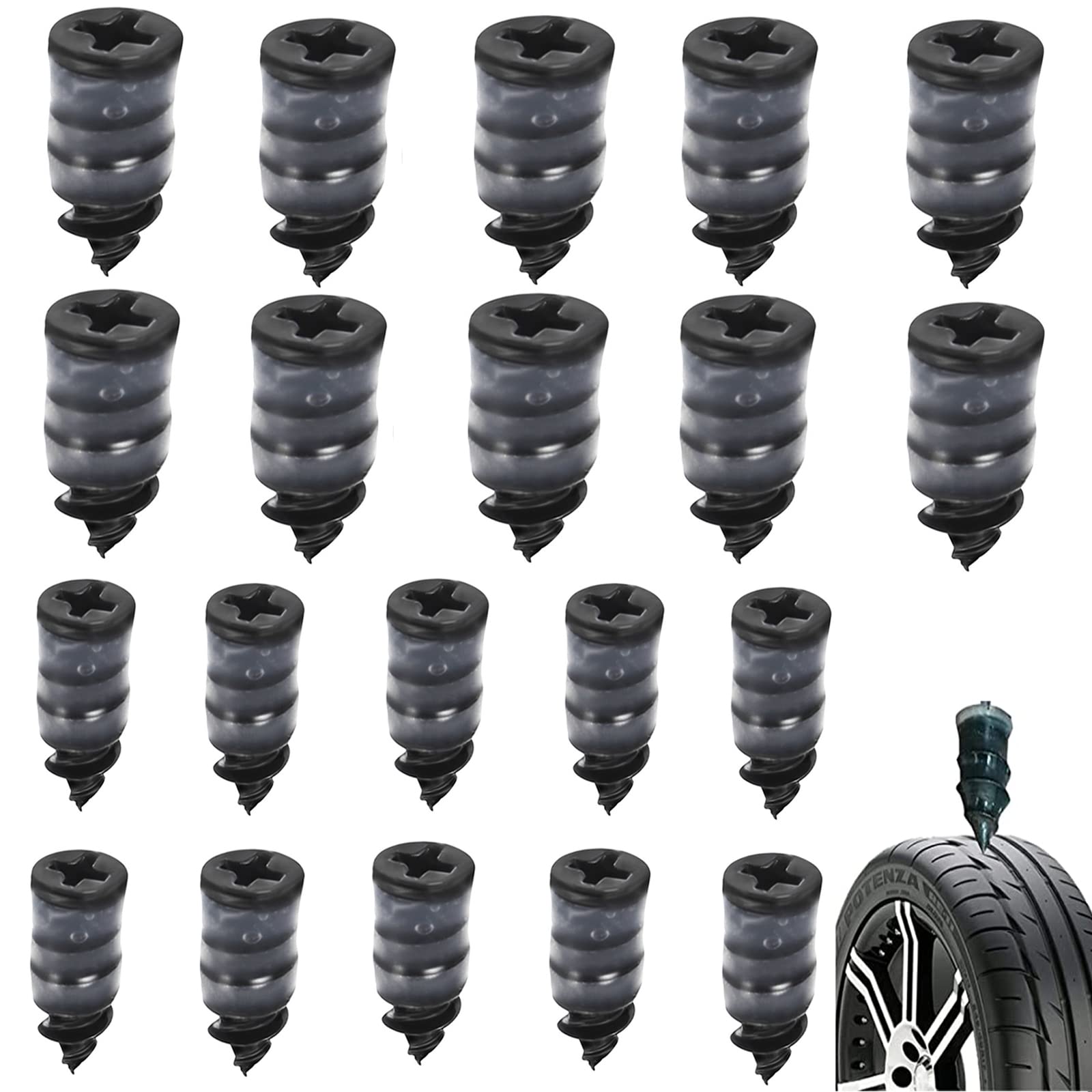 Airmoto 10-Pack Tire Repair Screws - DIY Rubber Sealed Plugs For Car, Motorcycle, Bike Punctures