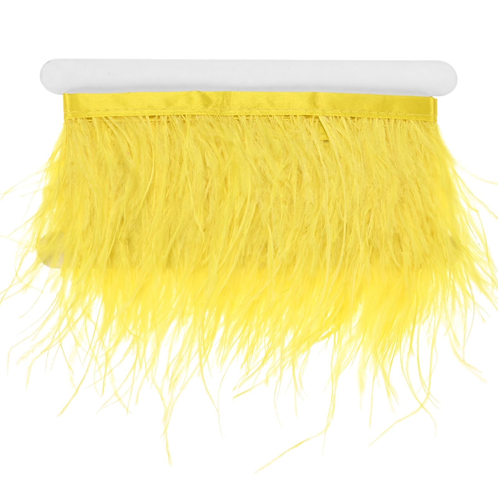 M METERXITY Ostrich Feather Trim Fringe, 2 Yards 3-4" Natural Fluffy Feather Trim for Crafting/DIY Sewing/Party Clothing/Wedding Dress Decoration/Dream Catcher [Yellow]