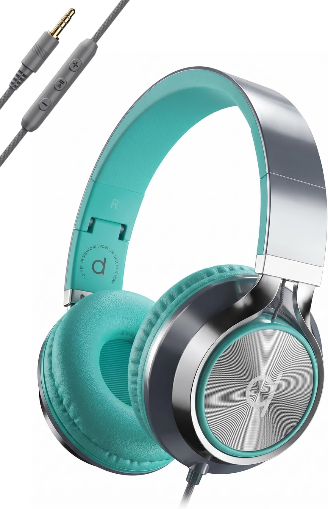 CL750 Wired Headphones with Mic and Volume Control — 90% Noise Cancelling Plug In Headphones for Laptop, PC, iPad and Computer Wired, Over Ear Head Phone with Cable — (Foldable, Aux Jack 3.5mm)