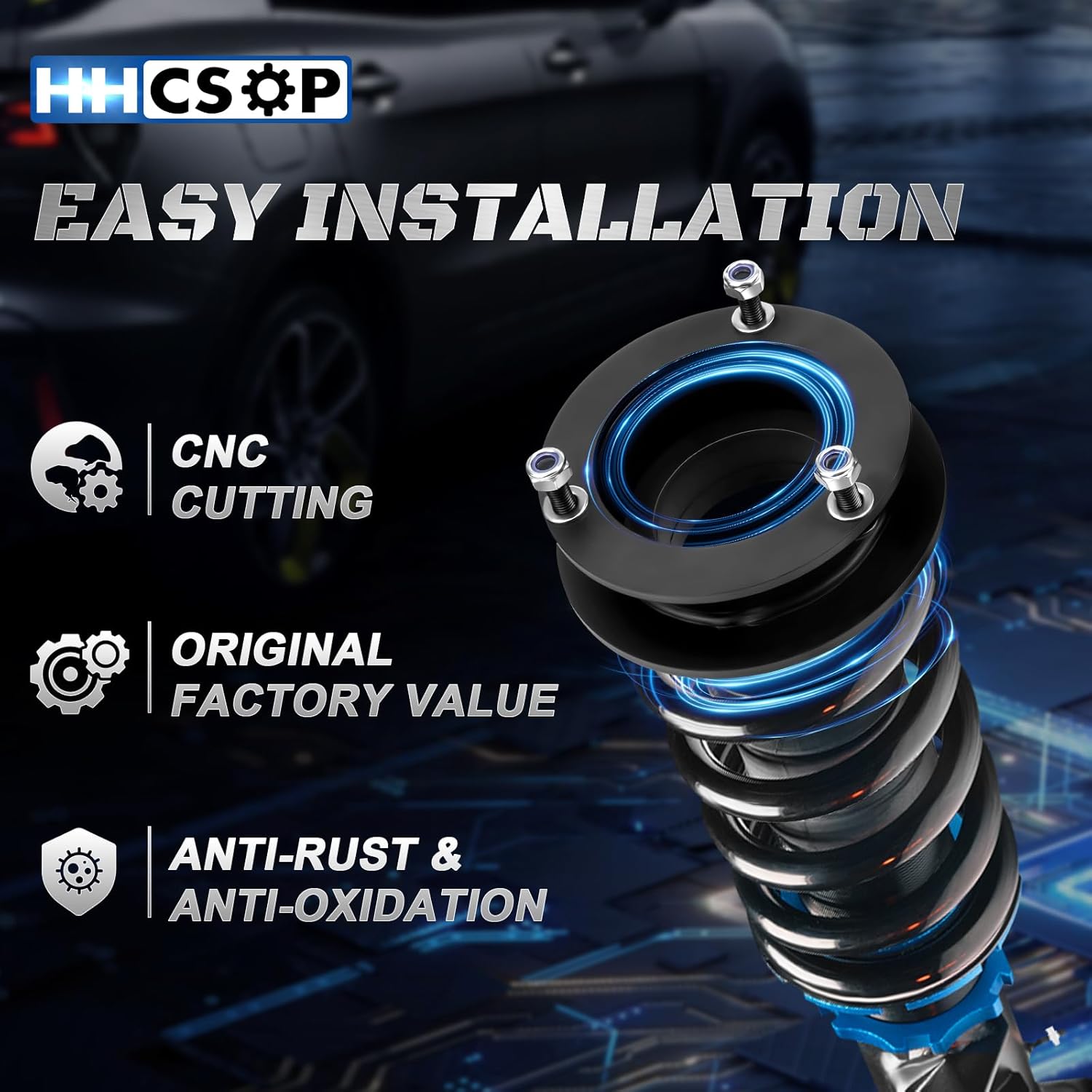 HHCSOP 2" Front Leveling Kits, Compatible with 1994-2001 Dodge Ram 1500 4WD 1994-2013 Ram 2500 4WD 1994-2012 Ram 3500 4WD, 2 inch Steel Struct Spacers Suspension Lift Kit