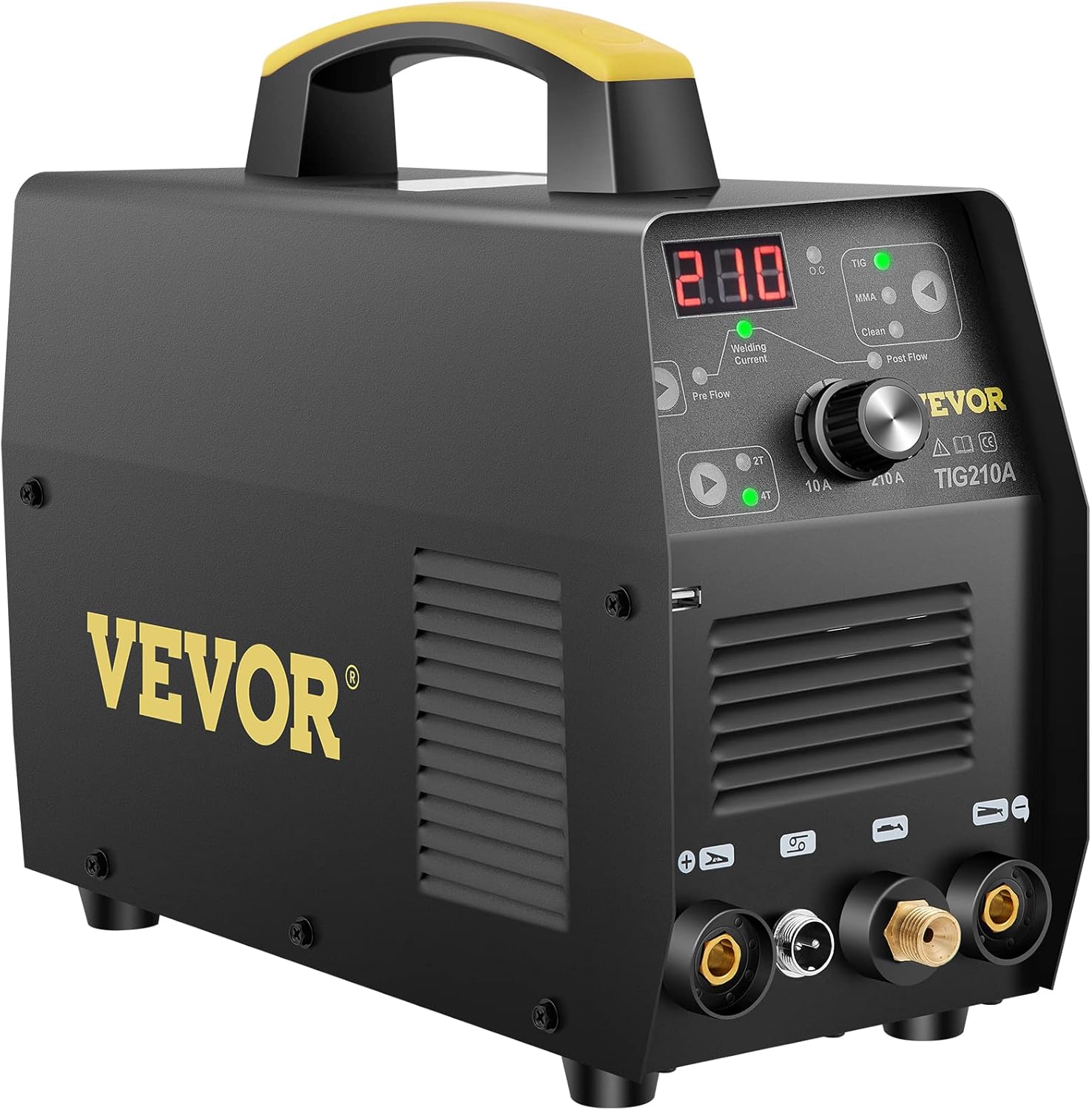VEVOR 210Amp TIG Welder, Welder TIG 3 in 1, 110/220V Dual Voltage HF TIG/Stick/Clean Welding Machine w/USB, IGBT Inverter & Torch, Digital Arc Welder - - 