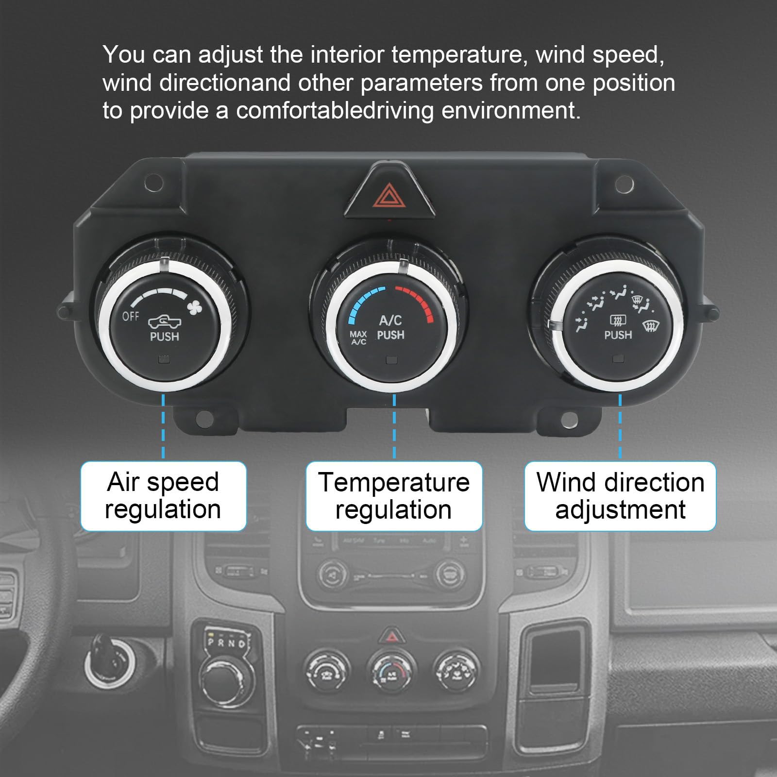 Módulo de control de temperatura, adecuado para sistemas climáticos de camiones 68226600AA 68226600AB 68236775AB P68105021AF 68268189AA Panel de control de calefacción con carcasa ABS