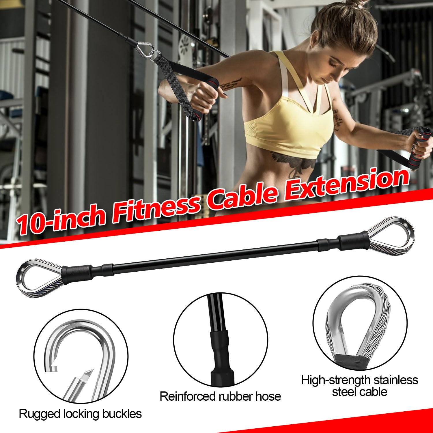 EXERCICES DE MUSCULATION corde à triceps fixation de câble 27,6 pouces corde noire EUR 24,72
