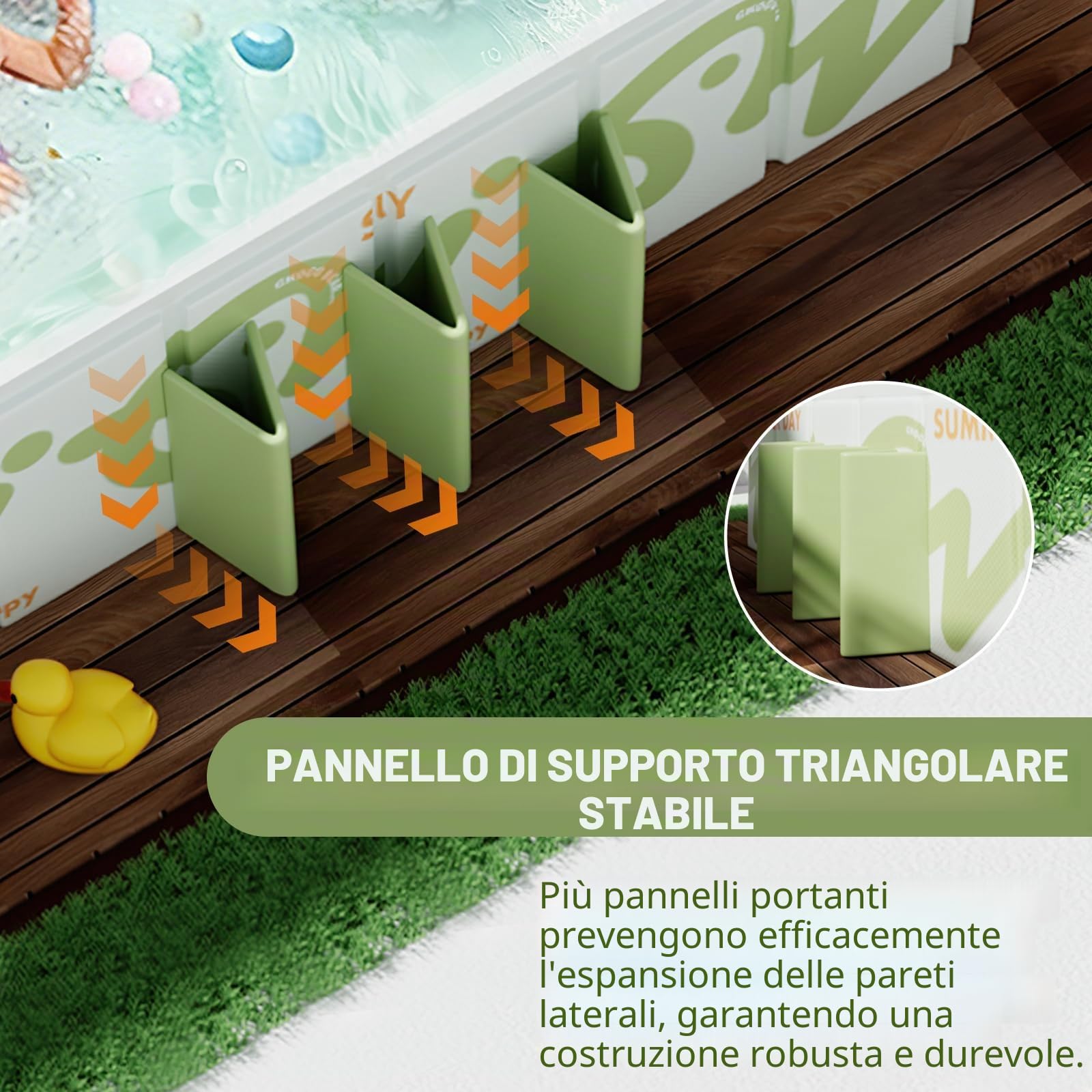 Piscina Pieghevole 220x135x50 cm - Piscina Fuori Terra per Bambini e Adulti, Grande Piscina Portatile con Doppio Scarico, Ideale per Giardino, Terrazzo, Spiaggia e Feste Estive
