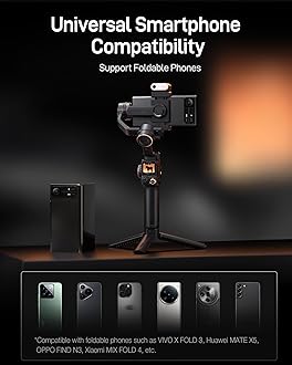 hohem iSteady M7 Gimbal Stabiliser for Smartphone, Phone Gimbal with AI Tracking, Detachable Touchscreen Remote, Built-In Extension Rod, Fill Light, Phone Stabilizer for YouTube, TikTok,Vlog