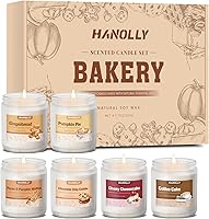 Hanolly Bakery Scented Candles Set - 6 Pack Fall Soy Wax Jars: Pumpkin Pie, Gingerbread, Chocolate Cookie, Long Lasting Aromatherapy Gift