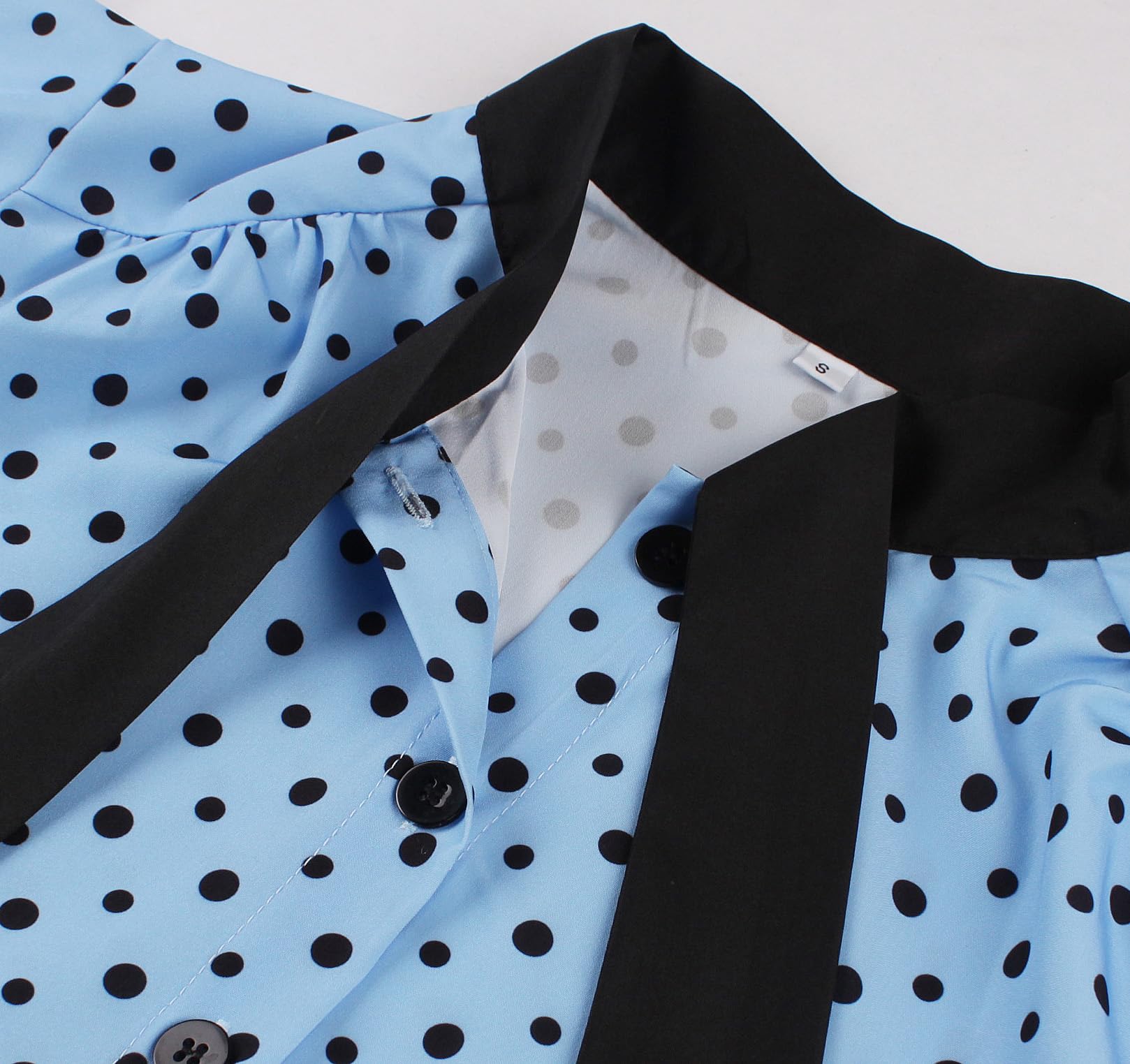 Wellwits Robe Femmes Vintage Pois Manches Volantées Nœud Papillon