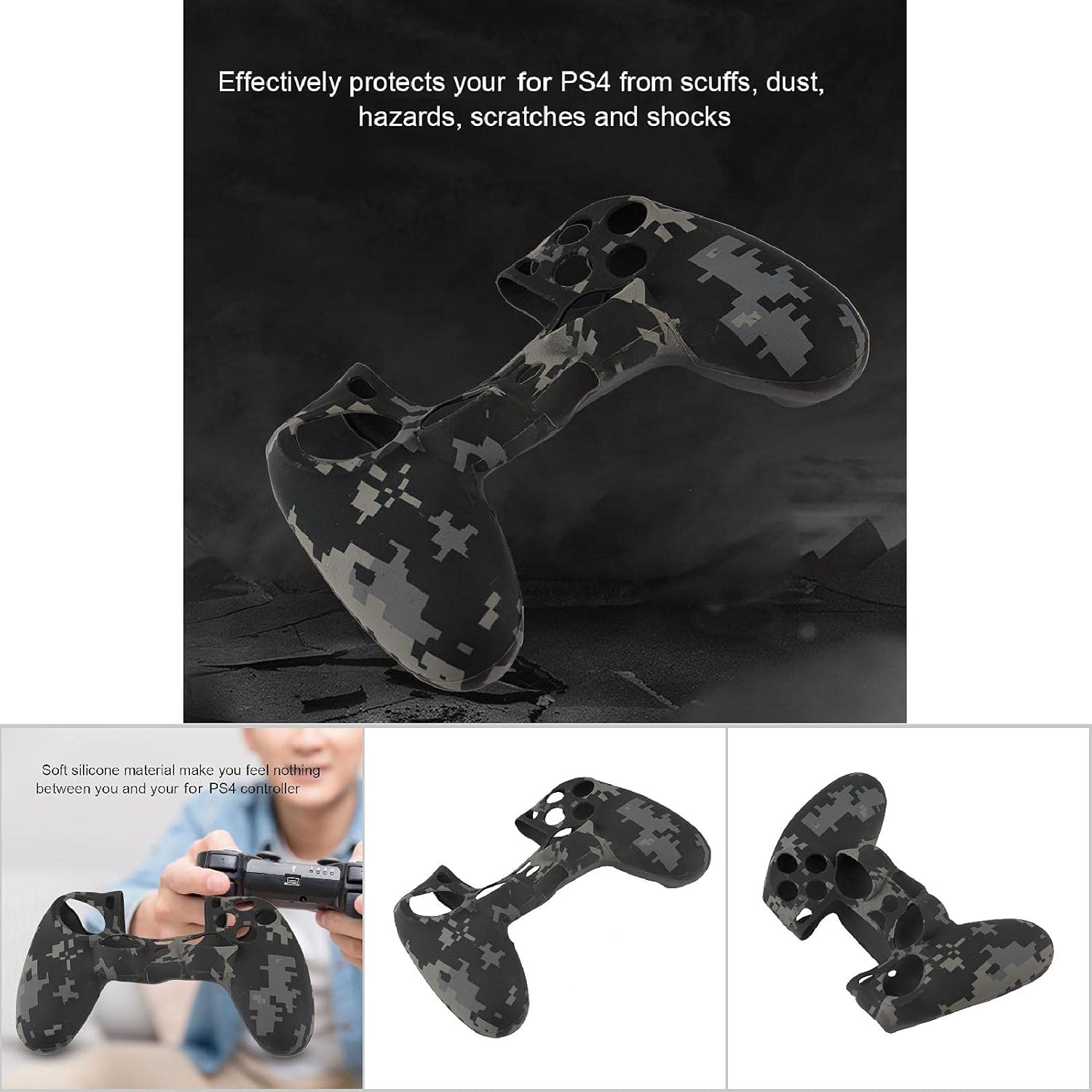 Grip Silicone Case for PS4 Controller, Soft Silicone Case, Grip Protective Cover, Dustproof Case, Grip Cover for PS4 Controller - Improved Grip and Protection (Gray)