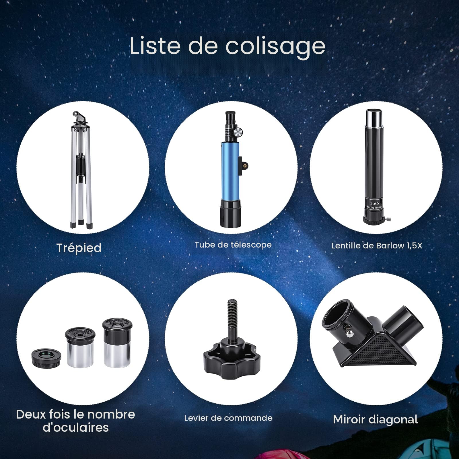 Télescope pour astronomie 60/900 Zoom HD avec Trépied en Alliage d'aluminium