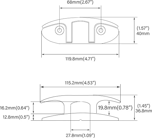 Miniatura 2 de YUSOVE Tacos de muelle abatibles de 4-12 pulgadas, tacos plegables marinos de acero inoxidable 316 para barcos, con placa trasera con accesorios de