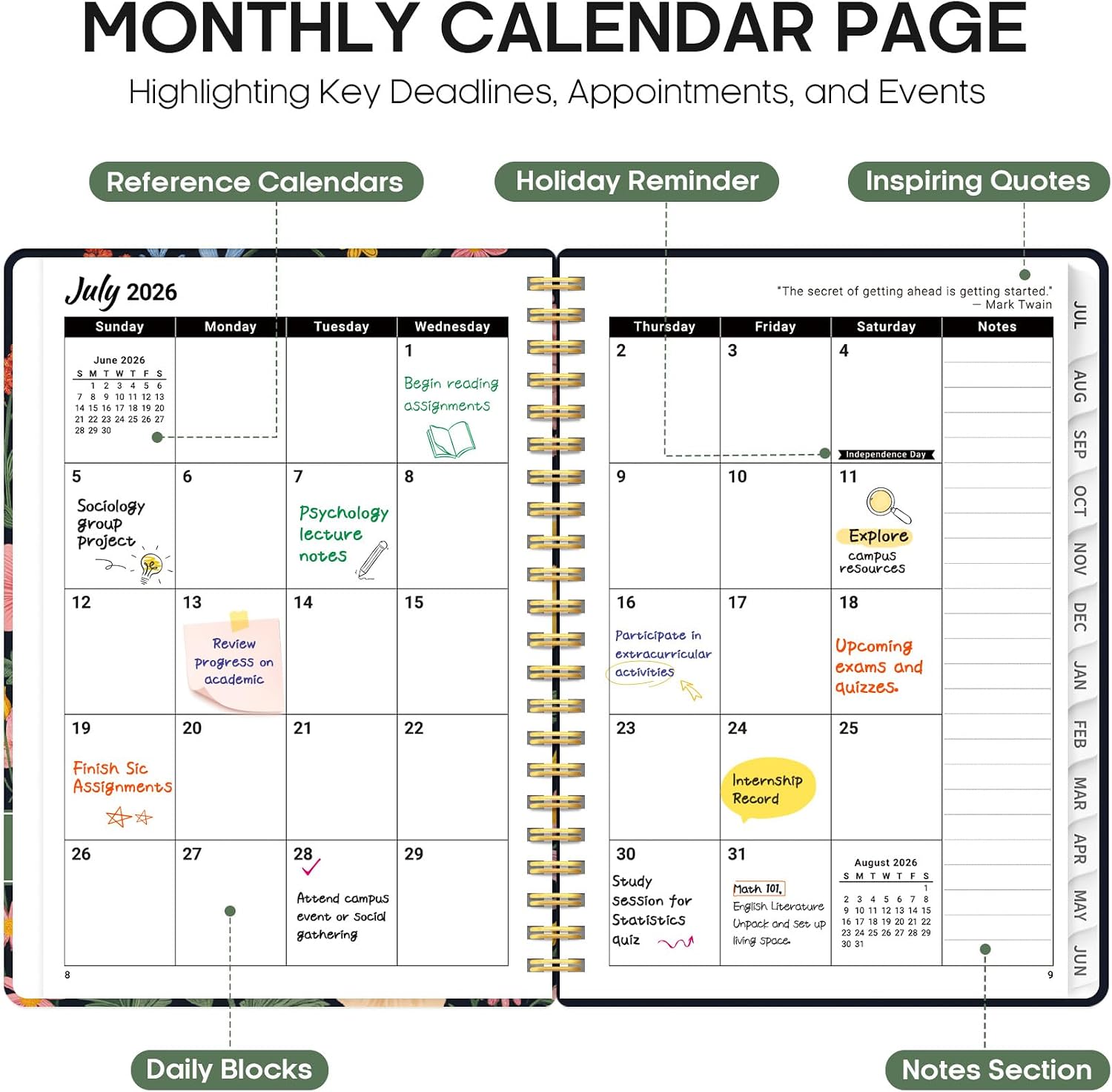 Taja Planner 2026-2027, Jul 2026-Jun 2027 Monthly & Weekly Calendar Book image 2