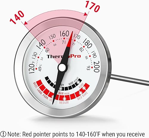 Miniatura 9 de ThermoPro APT200 - Termómetro de carne para cocinar con esfera extra grande de 2 pulgadas, termómetro de cocina de alimentos con sonda de acero