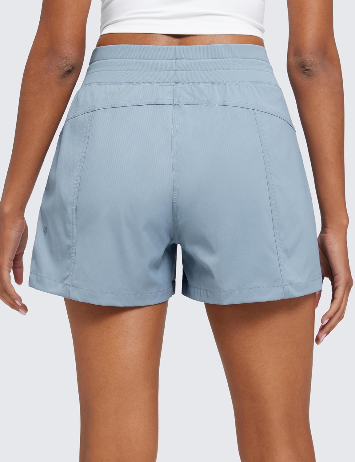 CRZ YOGA Lightweight Casual Shorts for Women 3.5" - High Waisted Linerless for Athletic Lounge Hiking with Zip Pockets - Image 2