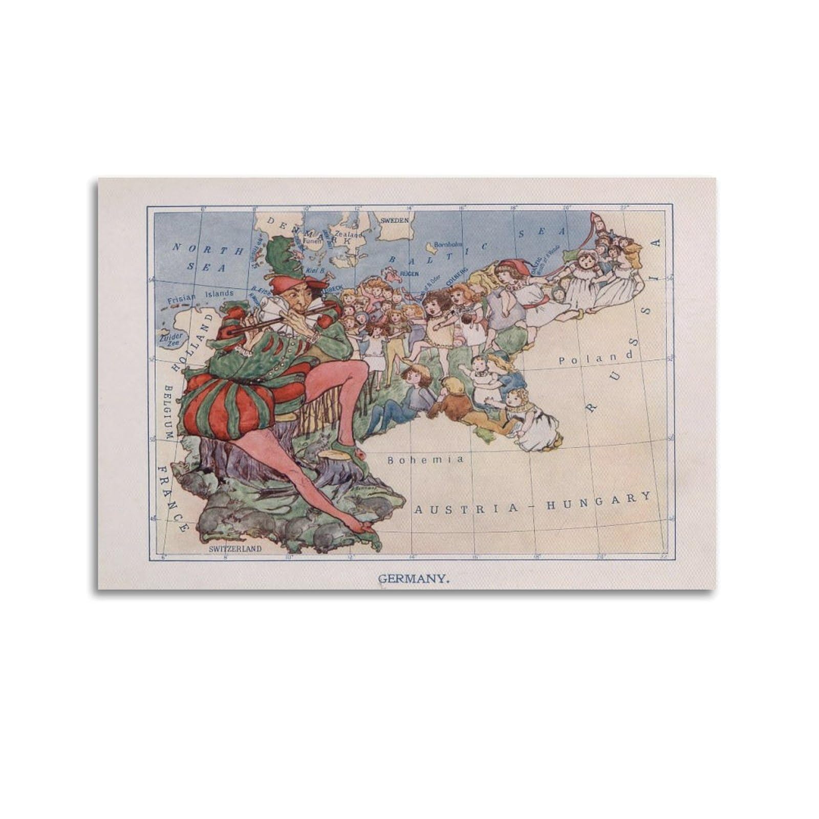 OKAHYS Vintage Travel Map Poster Germany Decorative Painting Canvas Wall Artworks Picture 12x18inch(30x45cm)