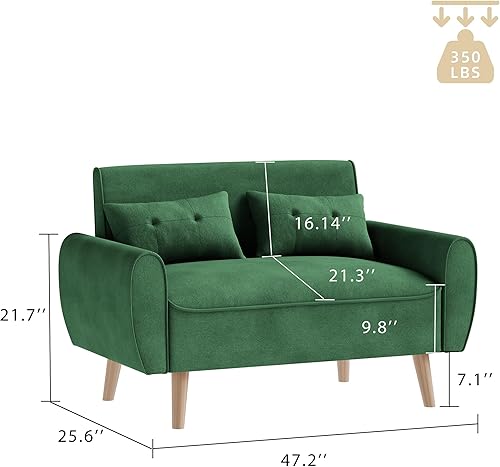 Miniatura 2 de JAMFLY Juego de sofá para sala de estar, sofá biplaza de 47 pulgadas, sofás de dos plazas para espacios pequeños, dormitorio, oficina, apartamento