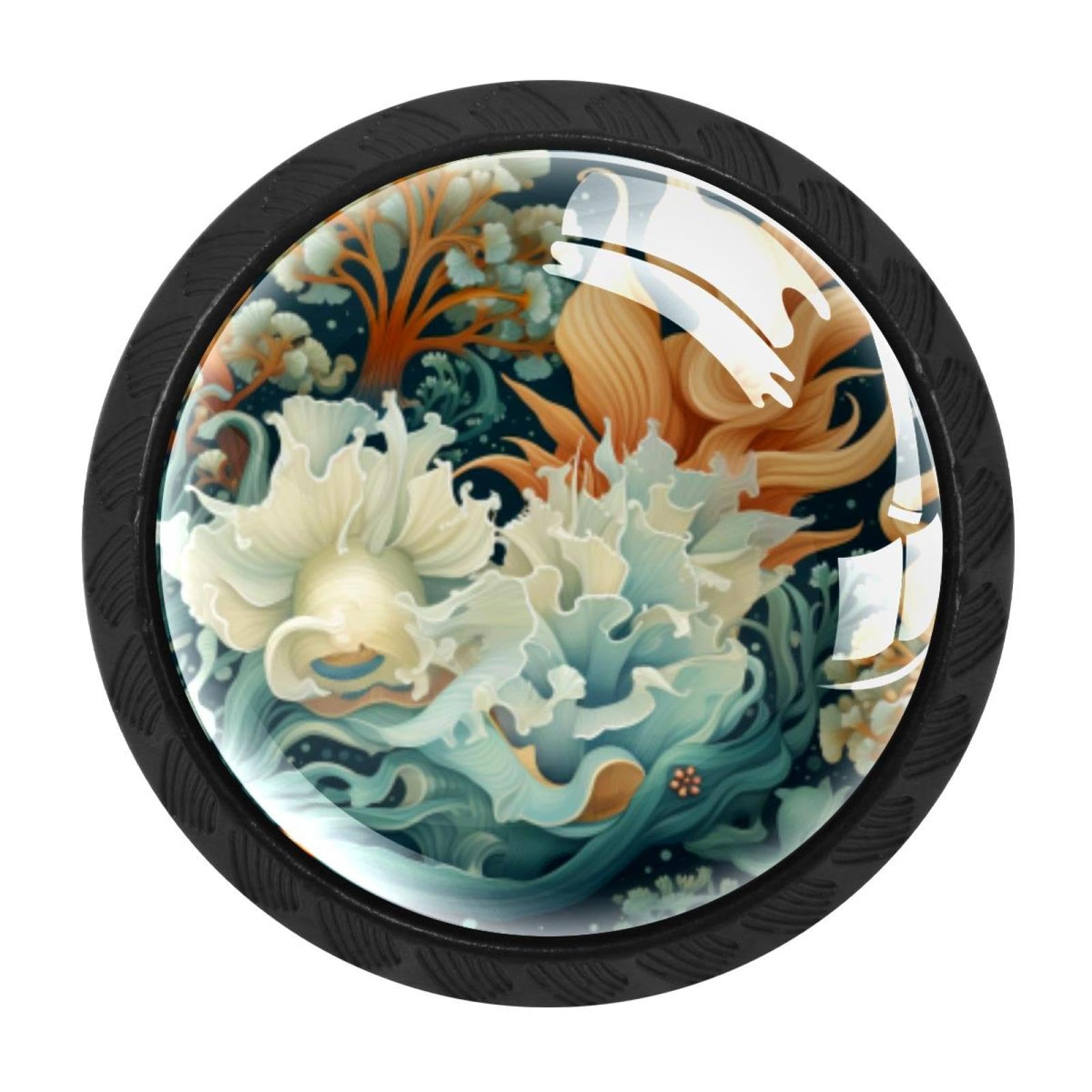 Chenzzzz Multicolored 14 Sea Slug Drawer Knobs 4 Pack Crystal Dresser Knobs 35Mm Glass Cabinet Knobs For Home Office Bathroom