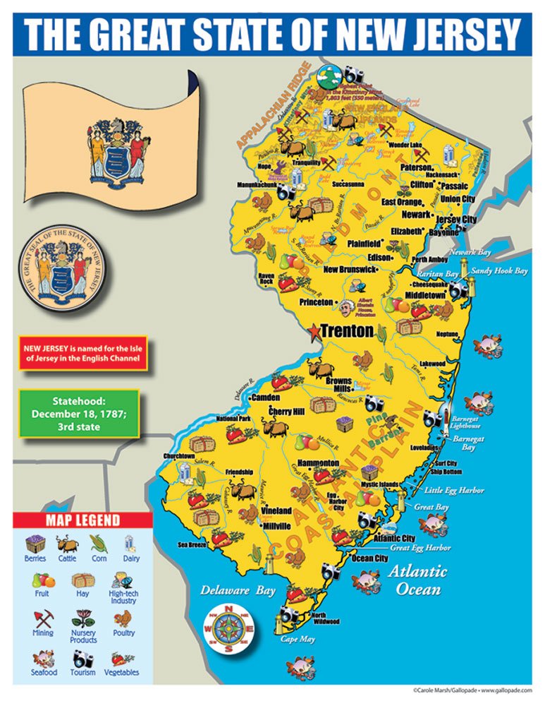 Gallopade Publishing Group New Jersey State Map for Students - Pack of 30 (9780635106575)