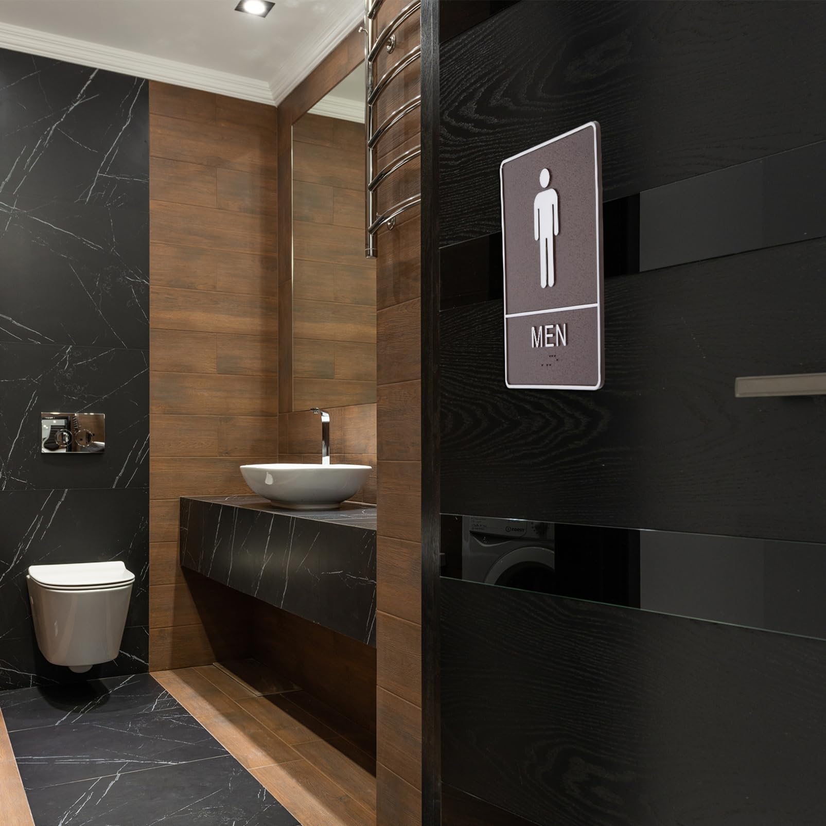 FUNOMOCYA Self-adhesive Restroom Sign for Men Women Plastic Toilet Guiding Sign Hotel Home Use Creative Bathroom Decor Easy Identification of Facilities