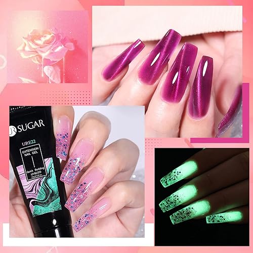 Miniatura 3 de UR SUGAR Juego de 12 esmaltes de uñas de gel de extensión de poli color rosa neón nude, rosa intenso, verde neón, amarillo, naranja, colores