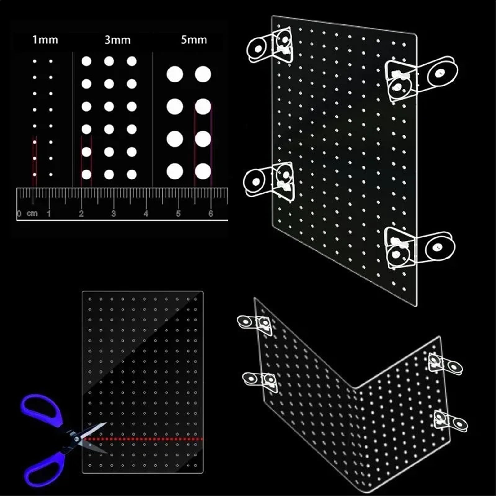 Separador Acuario Placa De Aislamiento Flexible For Pecera, Compartimento Superior E Inferior con Corte Libre, Almohadilla para Separación(Clear 5mm Hole,30x50cm)