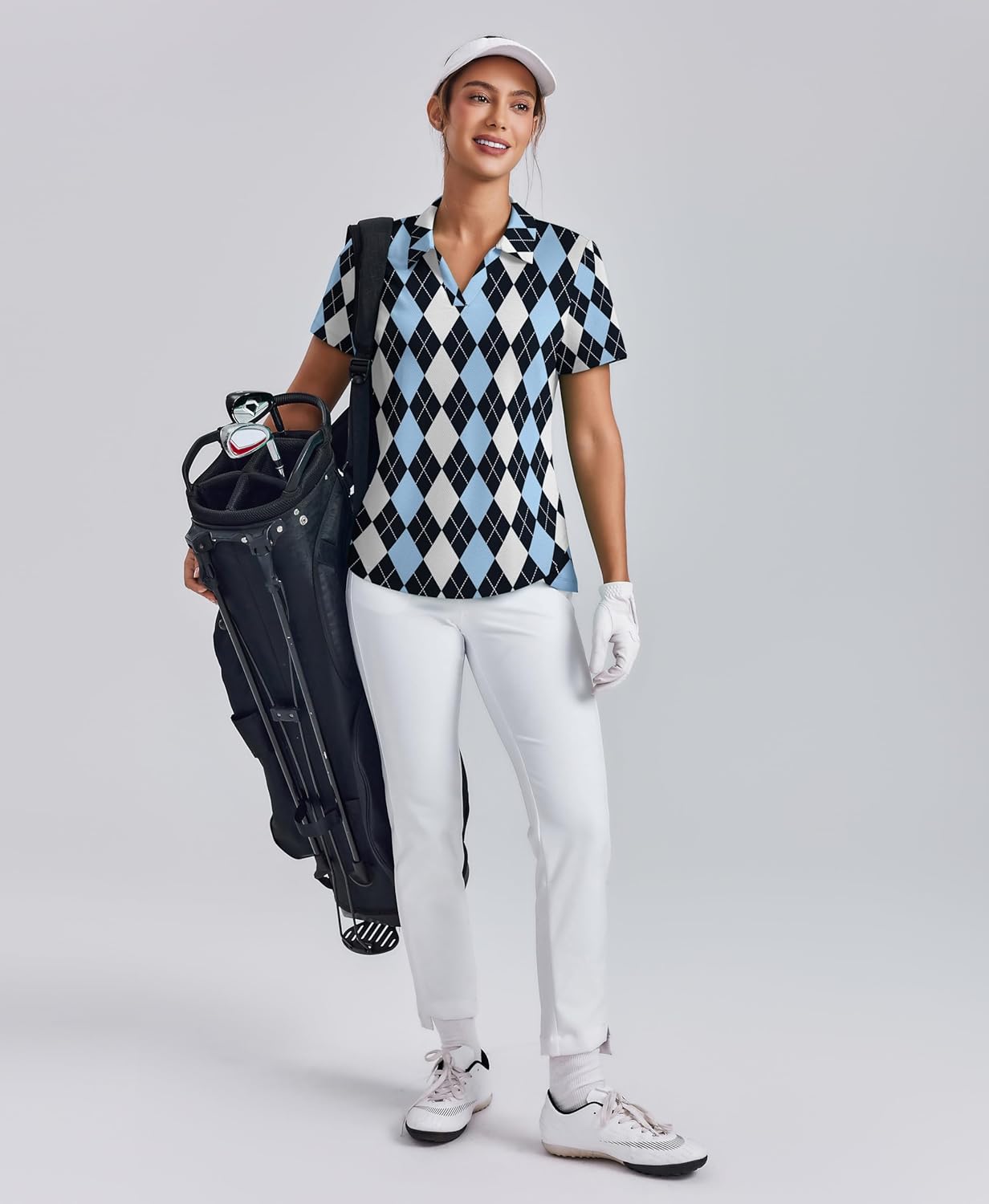 PINSPARK Womens Golf Shirt Short Sleeve Polo Shirts UPF 50+ Tennis Top V-Neck Workout Tops Collared Activewear T-Shirts - Image 3