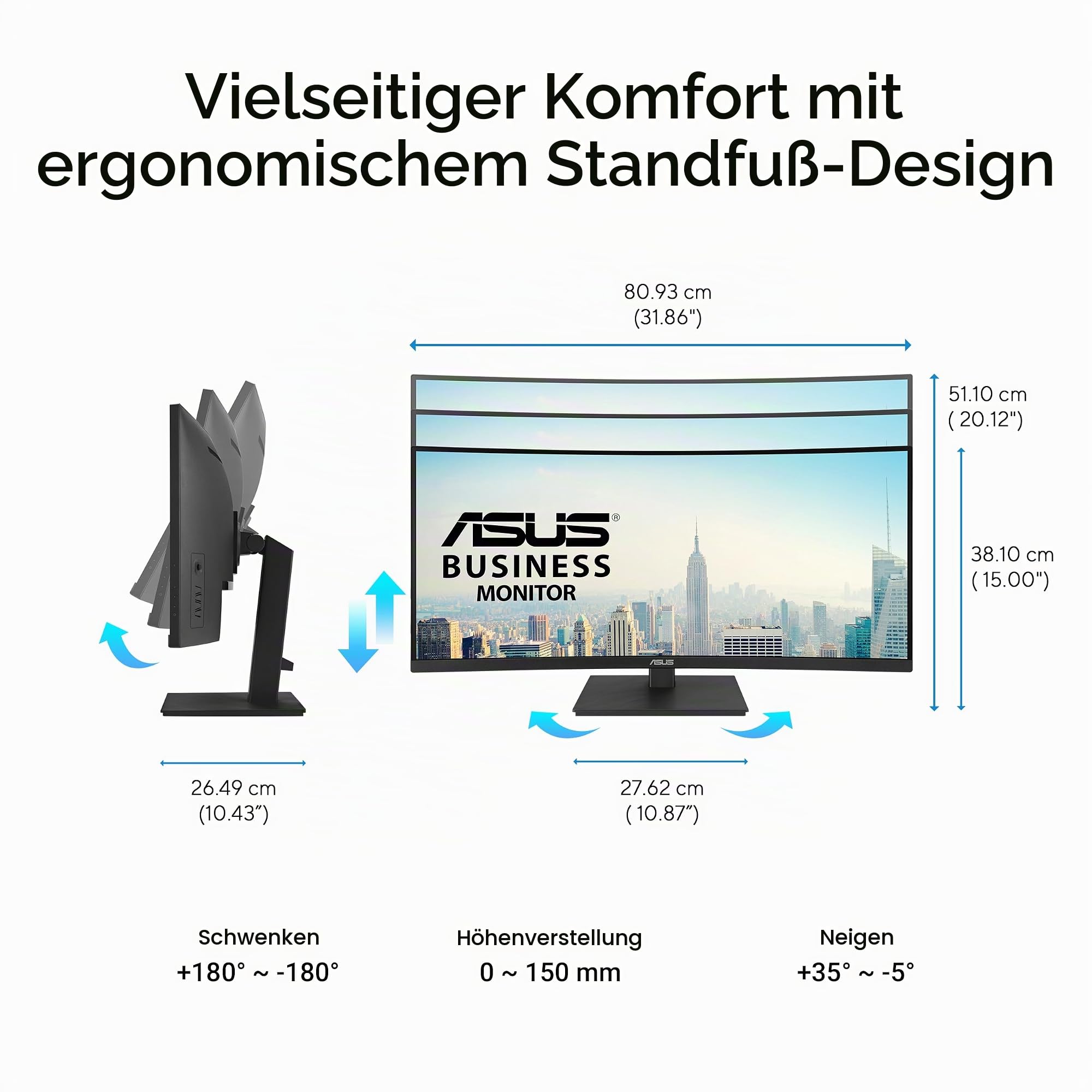 ASUS VA34VCPSR 34 Zoll QHD VA USB-C Ultrawide Curved Docking Monitor