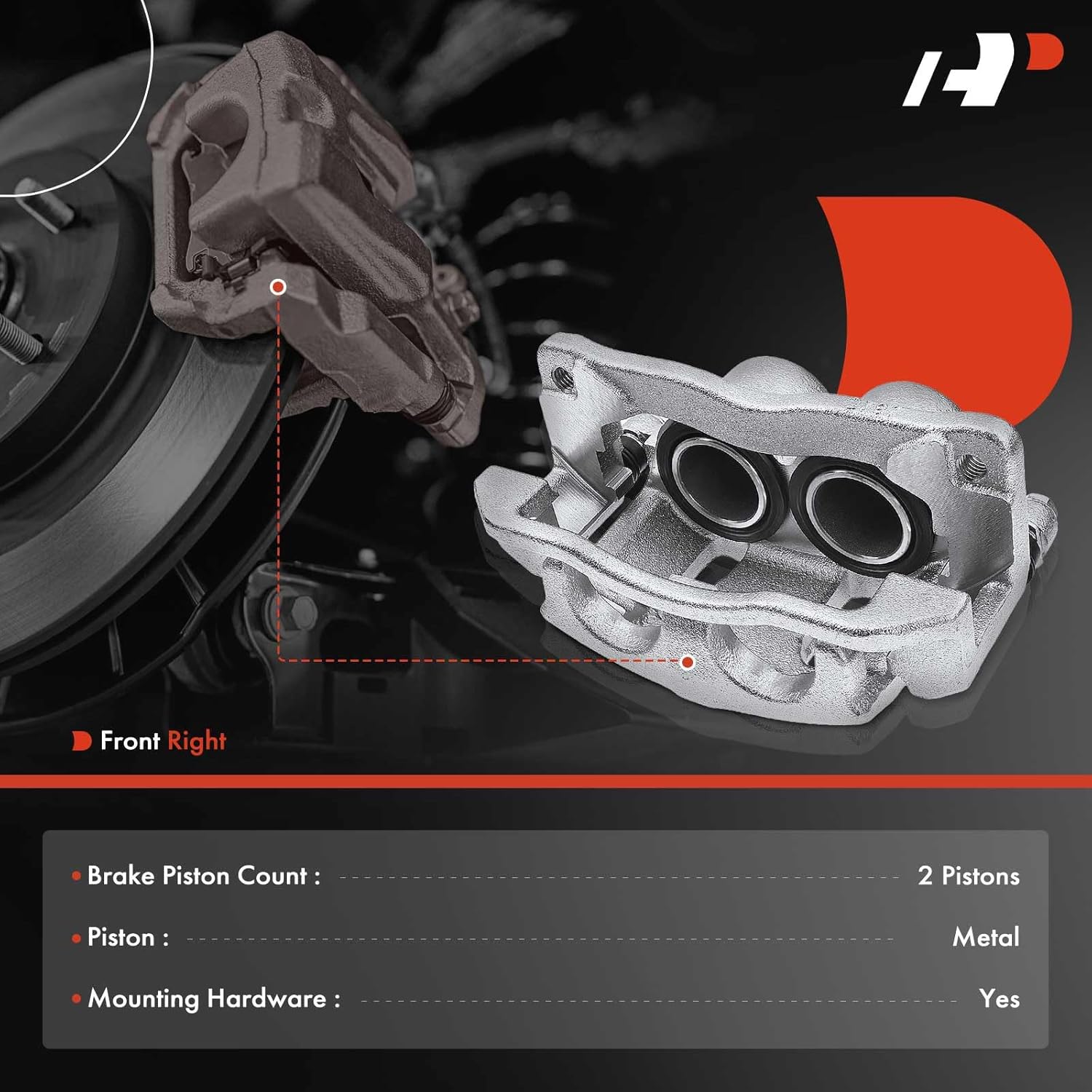 A-Premium Disc Brake Caliper Assembly with Bracket Compatible with Select Ford and Mazda Models - F-100 Ranger 1996-1997, Ranger 1995-1997, B2300 B3000 B4000 - Front Right Pasenger Side