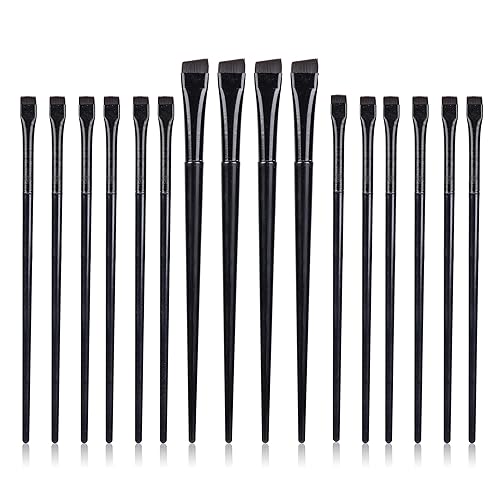 Juego de 16 brochas para delineador de ojos, 12 brochas para delineador de ojos en ángulo fino y 4 brochas para corrector de cejas, brocha ultra